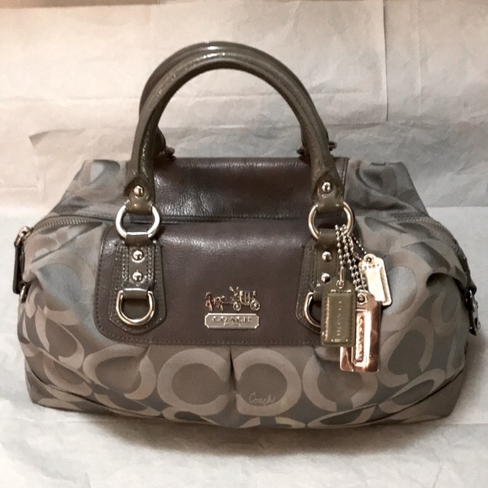 Coach Madison OP ART Sabrina Grey Satchel Handbag 12943 EUC - Picture 3 of 12